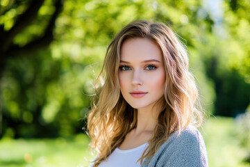 Naklejka premium Beautiful Woman in Nature