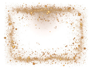 Golden Glitter Dust Frame on Transparent Backdrop for Luxurious Graphic Overlays Festive Gold Sparkle Border for Celebration Invitations and Dazzling Light Effects with Shimmering Texture