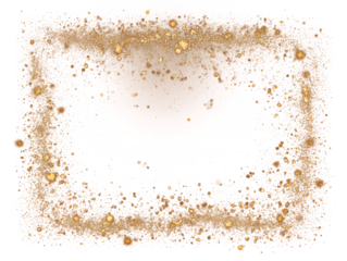 Golden Glitter Dust Frame on Transparent Backdrop for Luxurious Graphic Overlays Festive Gold Sparkle Border for Celebration Invitations and Dazzling Light Effects with Shimmering Texture