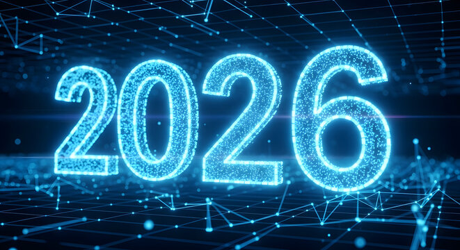 2026 Digital Grid Network - Futuristic New Year Technology Concept