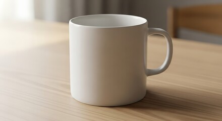 Start Your Day Right: Blank Mug for Branding and Hot Beverage Promotion. Perfect for Custom Designs, Advertising Campaigns and Business Marketing Materials.