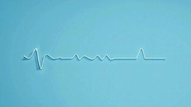 Abstract representation of a healthy heartbeat graph on a tranquil blue backgrou Heartbeat flatline electrocardiogram medical sceen, loop seamlessly heartbeat in a stressful situation, heart rate