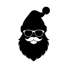 Santa Face Icon with Beard and Glasses Vector.
