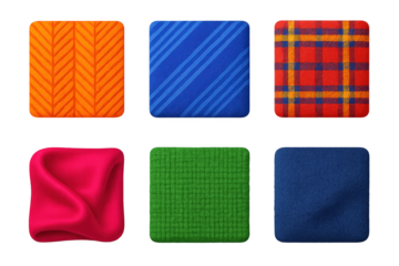 Six different squares of fabric, each with a different pattern