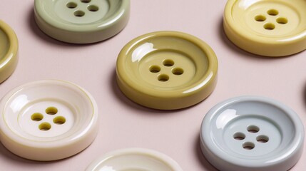 Colorful Buttons Arranged in Pattern on Pink Background