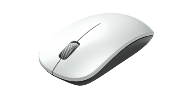Clean, white wireless computer mouse on a black background