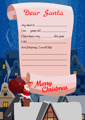 Christmas kid letter to Santa Claus template