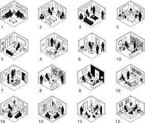 Obraz premium Intricate geometric crystal structures in black and white line art pattern