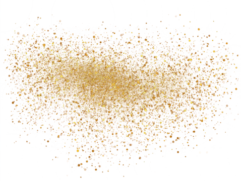 Central Gold Glitter Texture Overlay Effect Sparkling Dust Particles Decoration Abstract Luxury Elegant Illustration on Transparent Background Two Hundred Characters