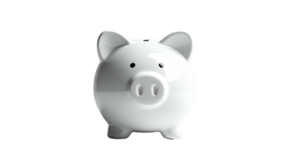 White piggy bank on black background, simple and isolated