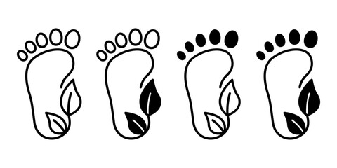 Eco Footprint Black Icon Bundle for Carbon Reduction and Sustainable Living