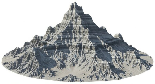 Jagged rocky mountain peak isolated on white background - Powered by Adobe