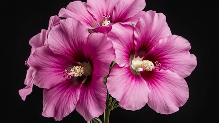 Pink flower arrangement on a table, capturing the serene concept of gentle time passing, perfect for conveying calmness or serenity in various commercial contexts, such as cooking shows.