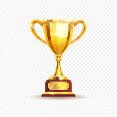 Golden trophy award for successful business and sport competitions concept