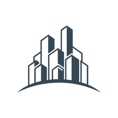 Modern Abstract City Skyline Emblem for Urban Architecture and Real Estate Development