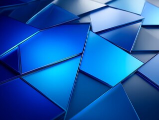 Blue chrome tech flatlay with adapters on prism-shaped digital backdrop