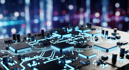 A vast and intricate digital network with glowing nodes, symbolizing the interconnectedness of global technology and data