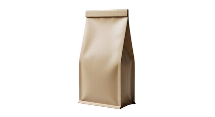 Tall narrow brown paper bag with a sealed top and creased sides on a black background