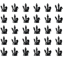 Seamless Pattern of Black Chess Pieces