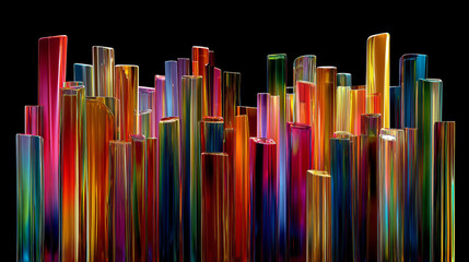Obraz premium Abstract composition of colorful glass fragments arranged as sound waves, modern design inspired by music