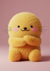 A delightful, fluffy creature radiating pure contentment and soft comfort, embracing its cozy, warm nature in a peaceful setting ,nature ,happiness ,bright