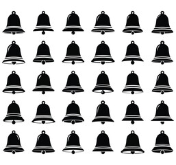 A Pattern of Black Bells on a White Background