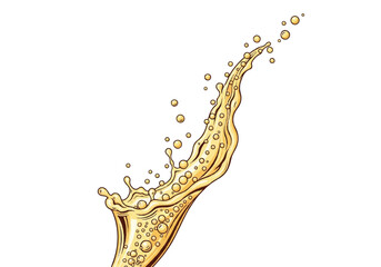 Sparkling Champagne Splash Arc with Golden Bubbles in Motion.