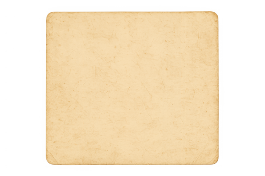Vintage old paper square blank parchment texture with aged grunge stains and subtle wrinkles, transparent background