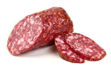 Salami Napoli, Sliced Meat, Sausage, isolated on white background