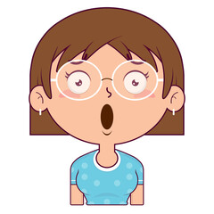 Obraz premium girl short bob hair surprised face cartoon cute