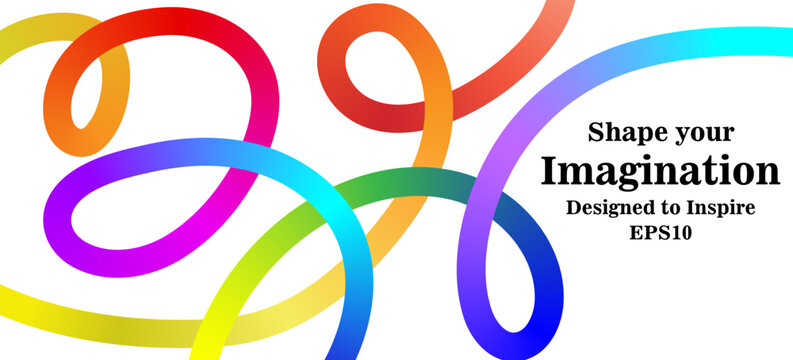 Rainbow abstract swirls on a white background, vibrant and flowing