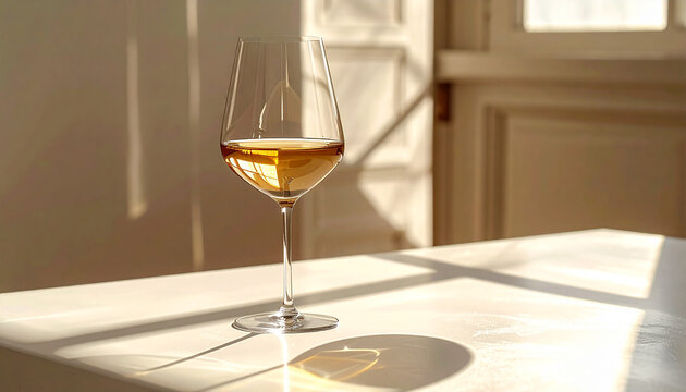 Golden Wine in Sunlight - A Moment of Simple Elegance. - Powered by Adobe