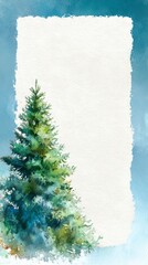 A white blank sheet of paper for text against a Christmas tree background.