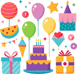 set of birthday party elements