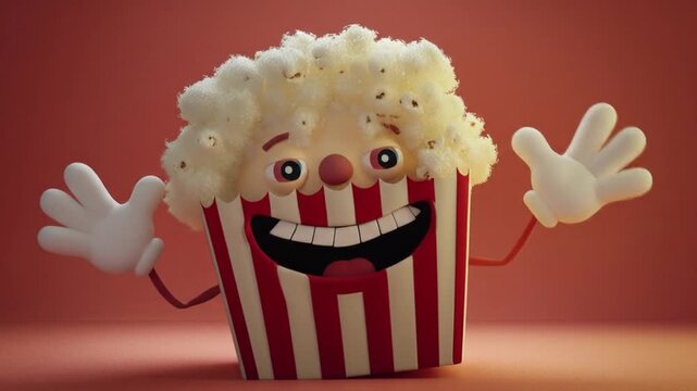 3d cute popcorn box character fluffy popcorn Videos