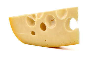 Swiss Cheese Wedge, isolated on white background