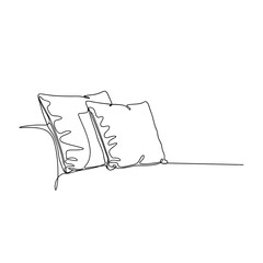 Two decorative pillows on sofa in minimalist line art style