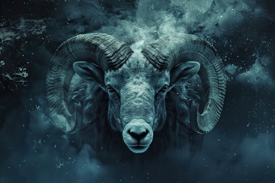 Abstract astrological concept of Aries zodiac sign symbol