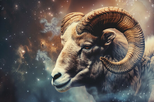 Abstract astrological concept of Aries zodiac sign symbol