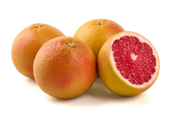 Red Grapefruit with Half Slice, isolated on white background
