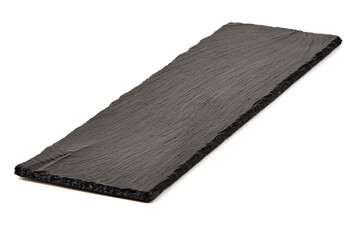 Black slate serving tray, isolated on white background