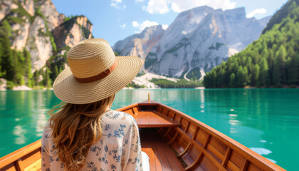  Woman Straw Hat Enjoys