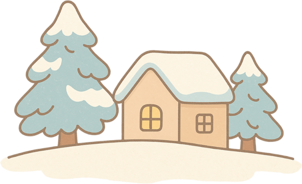 Snowy Winter Village Illustration