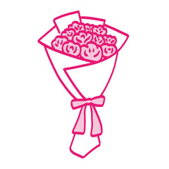 Pink roses bouquet isolated vector illustration on white background