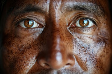 Macro portrait of brown eyes with high skin detail, perfect for psychology, medical or dramatic visual storytelling