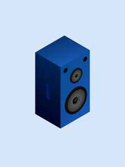 Simple isometric blue speaker with handle