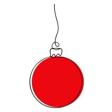 Decoraci&oacute;n navide&ntilde;a. Dibujo de l&iacute;nea continua de bola de navidad para tarjetas y felicitaciones