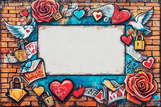 Unique graffiti wall frame for celebrating Valentine's Day, Mother's Day, weddings, and Women's Day events
