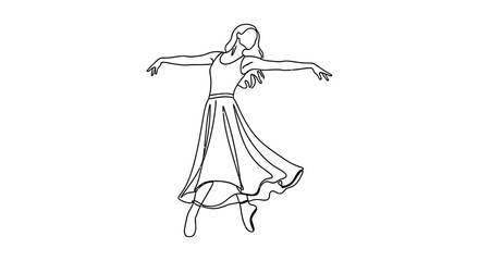 Elegant dancer in flowing skirt captures graceful movement and artistic expression