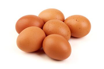 Brown Eggs Pile, isolated on white background